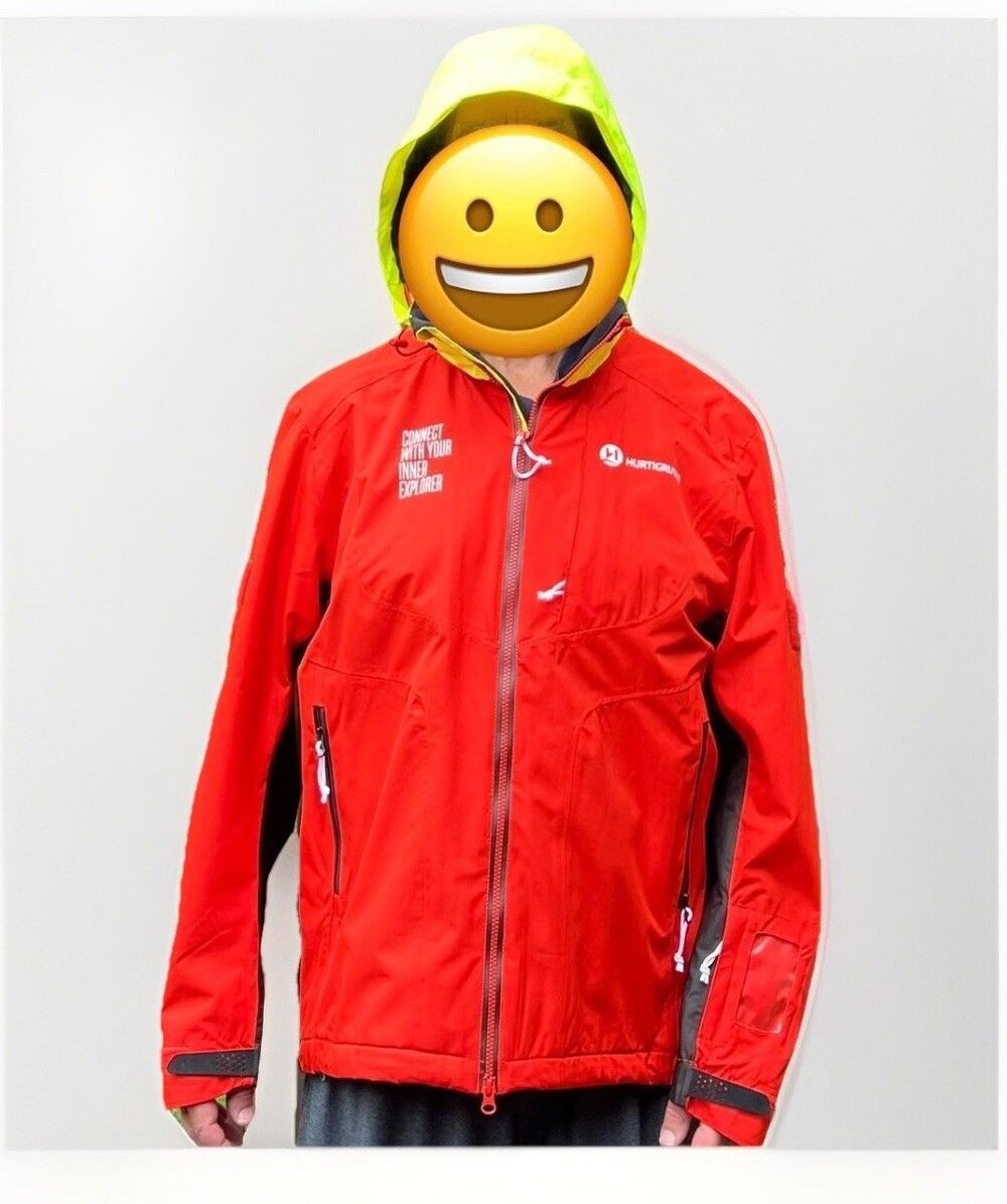 Helly Hansen Hurtigruten Expedition Jacket Red Neon Yellow Hood IAATO AECO Lg